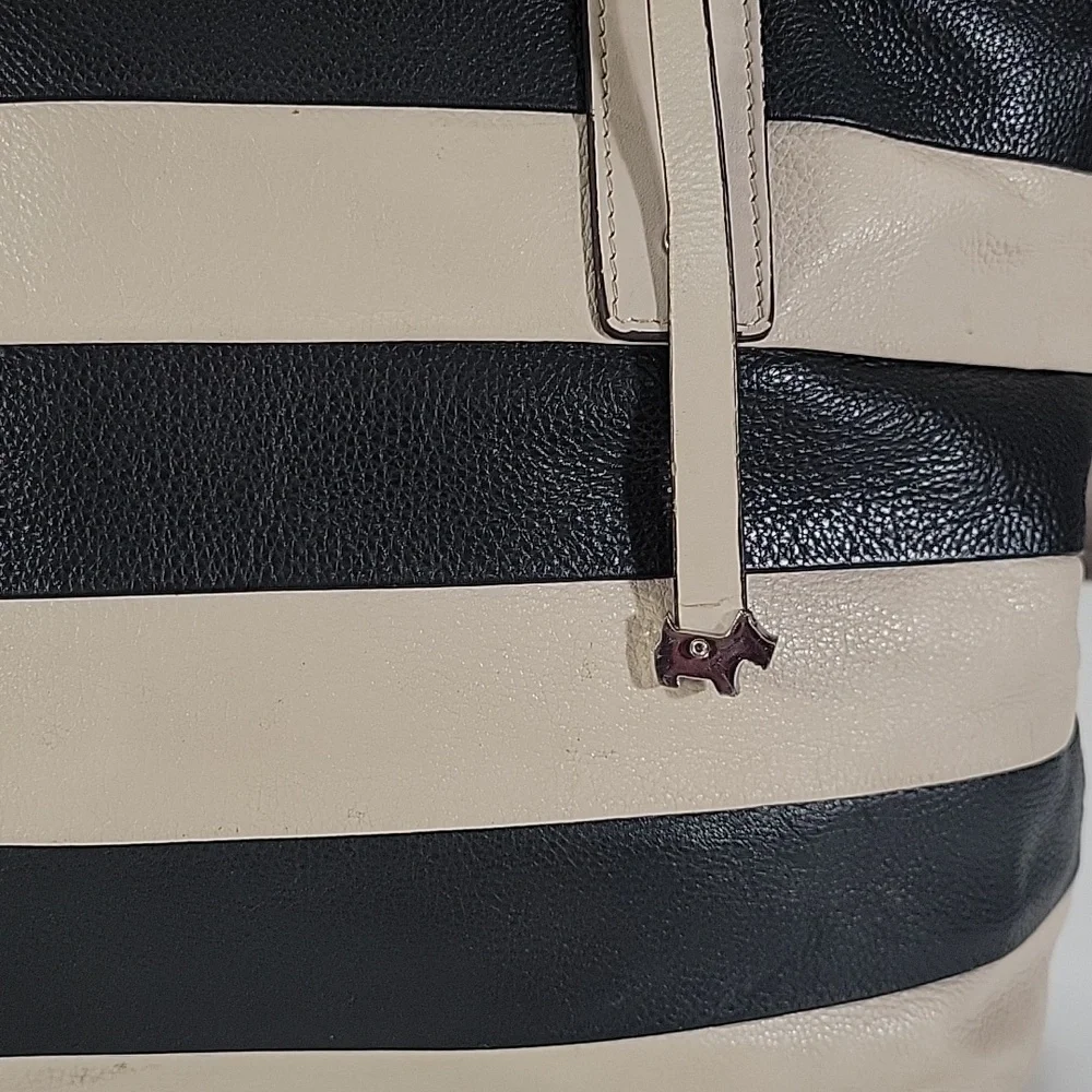 Radley London Striped Black and Cream Leather Tote Bag